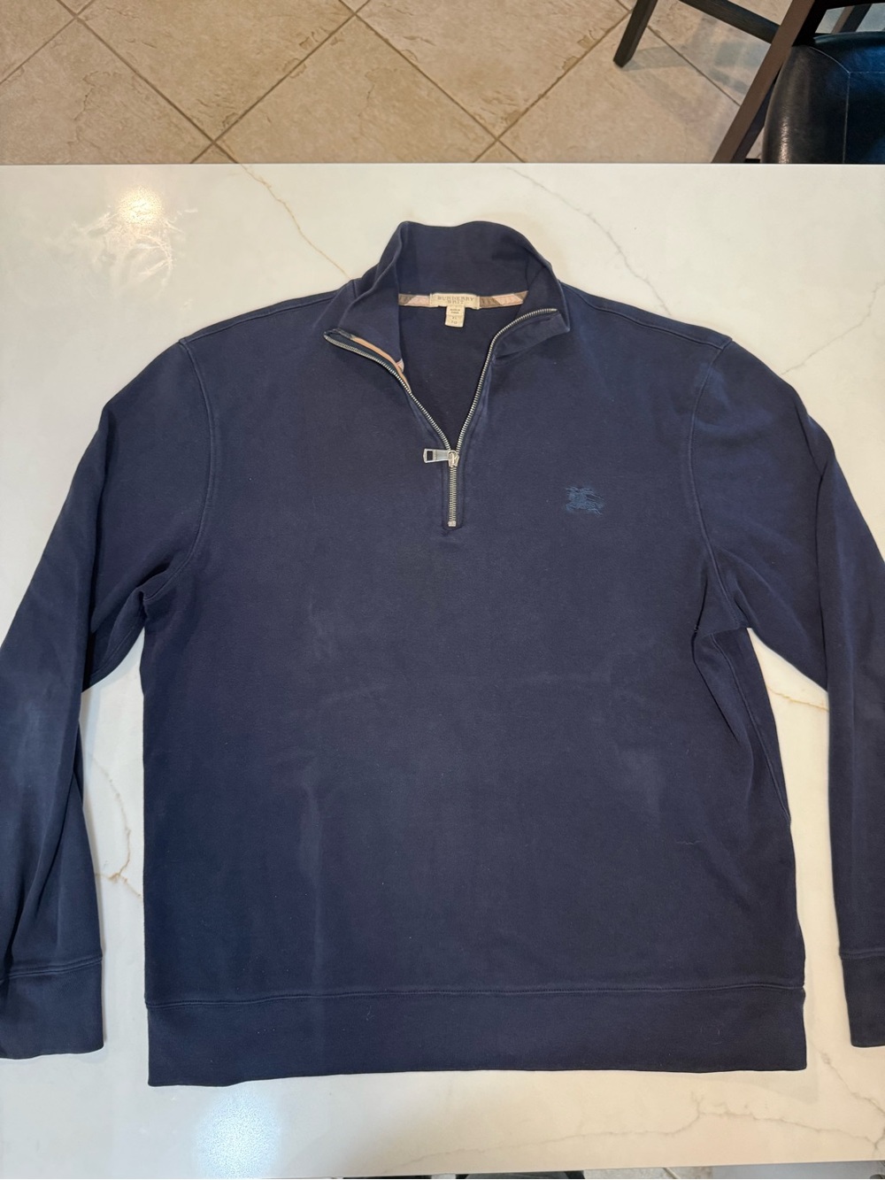 Authentic Burberry London Navy Quarter Zip Pullover XXL
